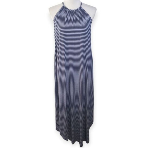 Olivia Rae Navy and White Striped Maxi Dress Sz.M EUC. - Picture 2 of 8